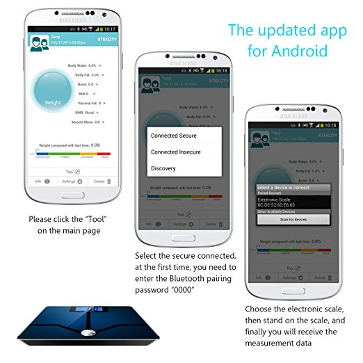 Bluetooth Etekcity Smart Bathroom Digital Scale for Body Fat with updated app for your weight loss and health management